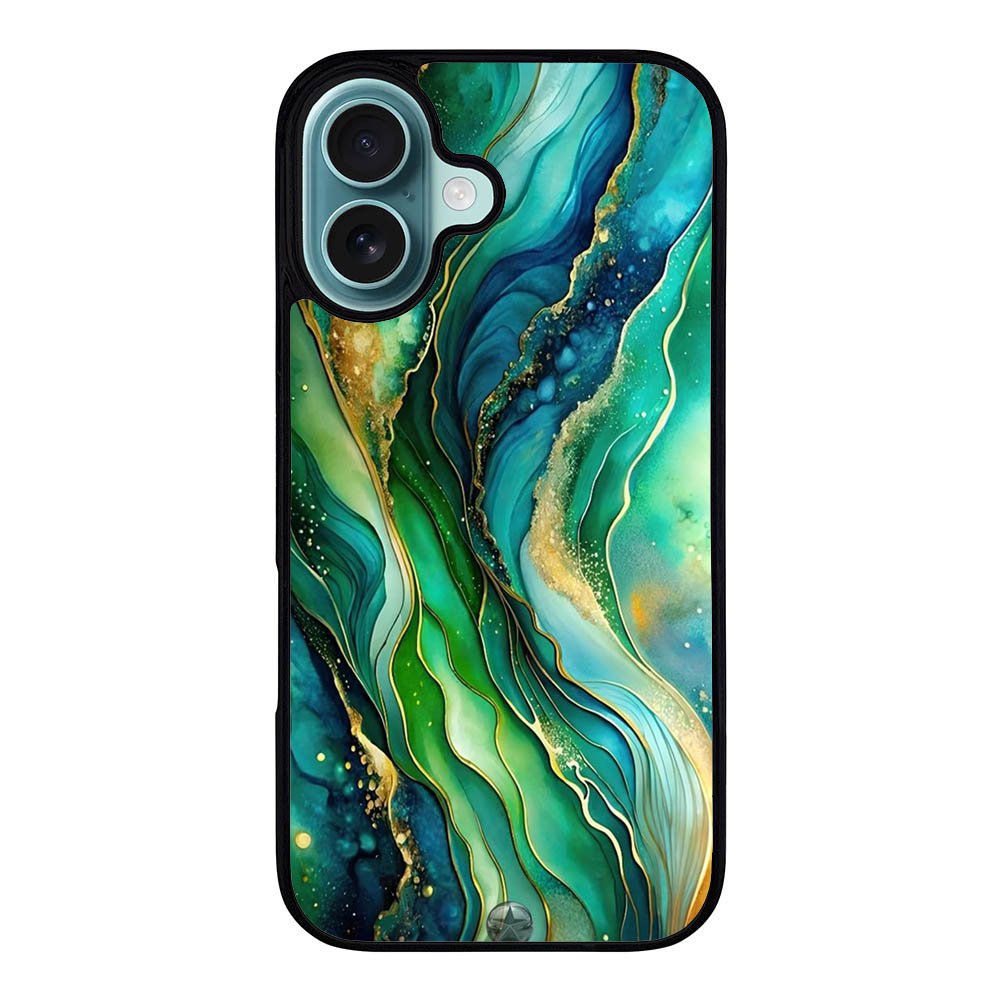 Fluid turquoise and blue Abalone RH0011 iPhone 16 Case Cover