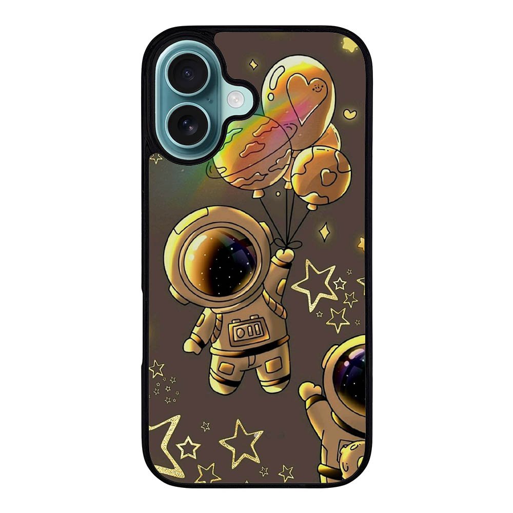 Gold Astronout RH0074 iPhone 16 Plus Case Cover