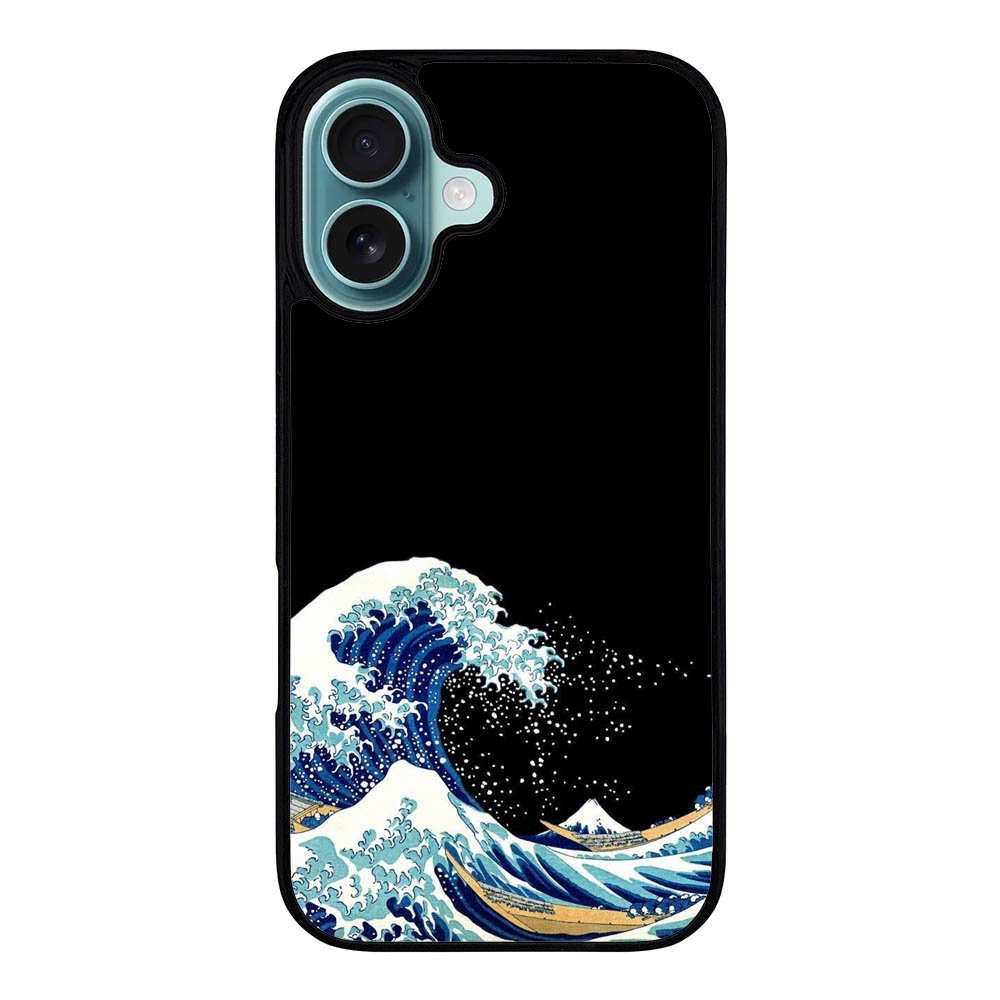Black japanese wave RH0215 iPhone 16 Case Cover